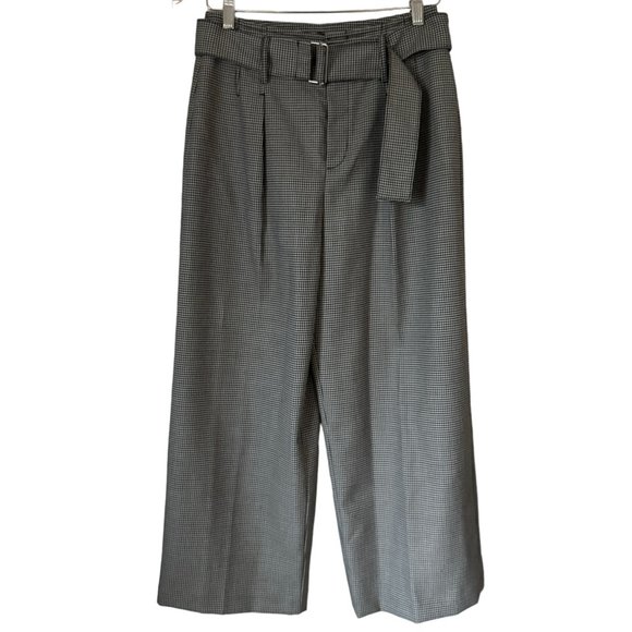 Club Monaco Christobelle Houndstooth Wide Leg Belted High Rise Crop Pants W27